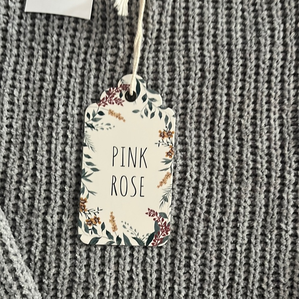 FINAL SALE💕Pink Rose Gray Ribbed Chenille Sweater